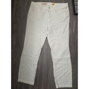 Pilcro and the Letterpress Embroidered Eyelet White Hyphen Jeans Pants Sz 32